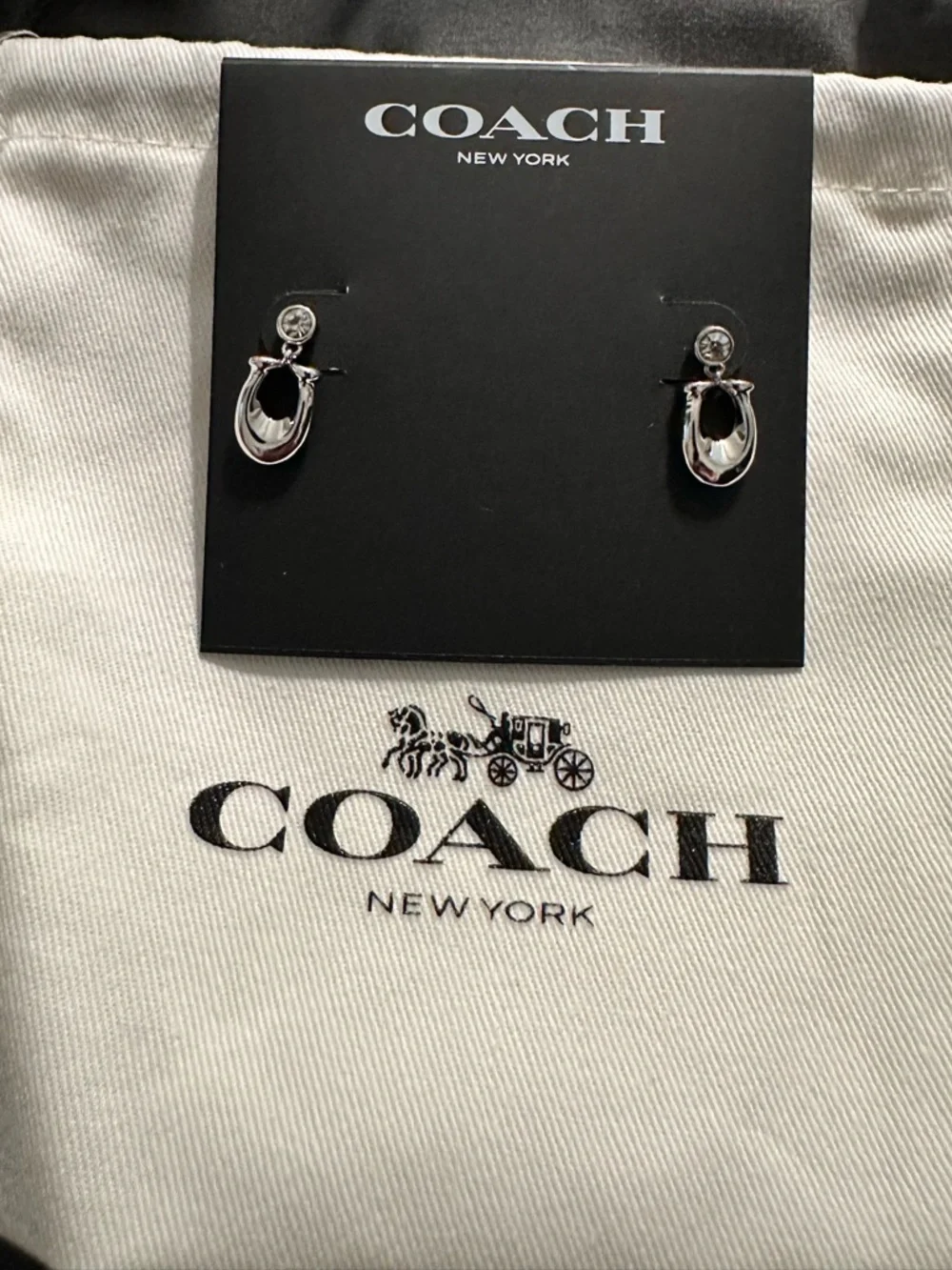 NWT Coach Women’s Signature Crystal Earrings - Picture 2 of 6